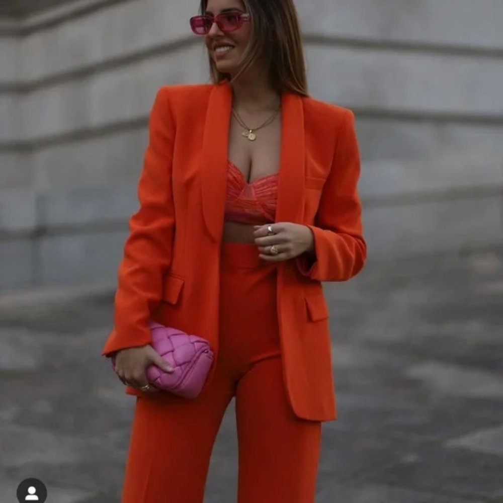 ZARA 2 Piece Blazer And Flare Pants - Picture 5 of 8